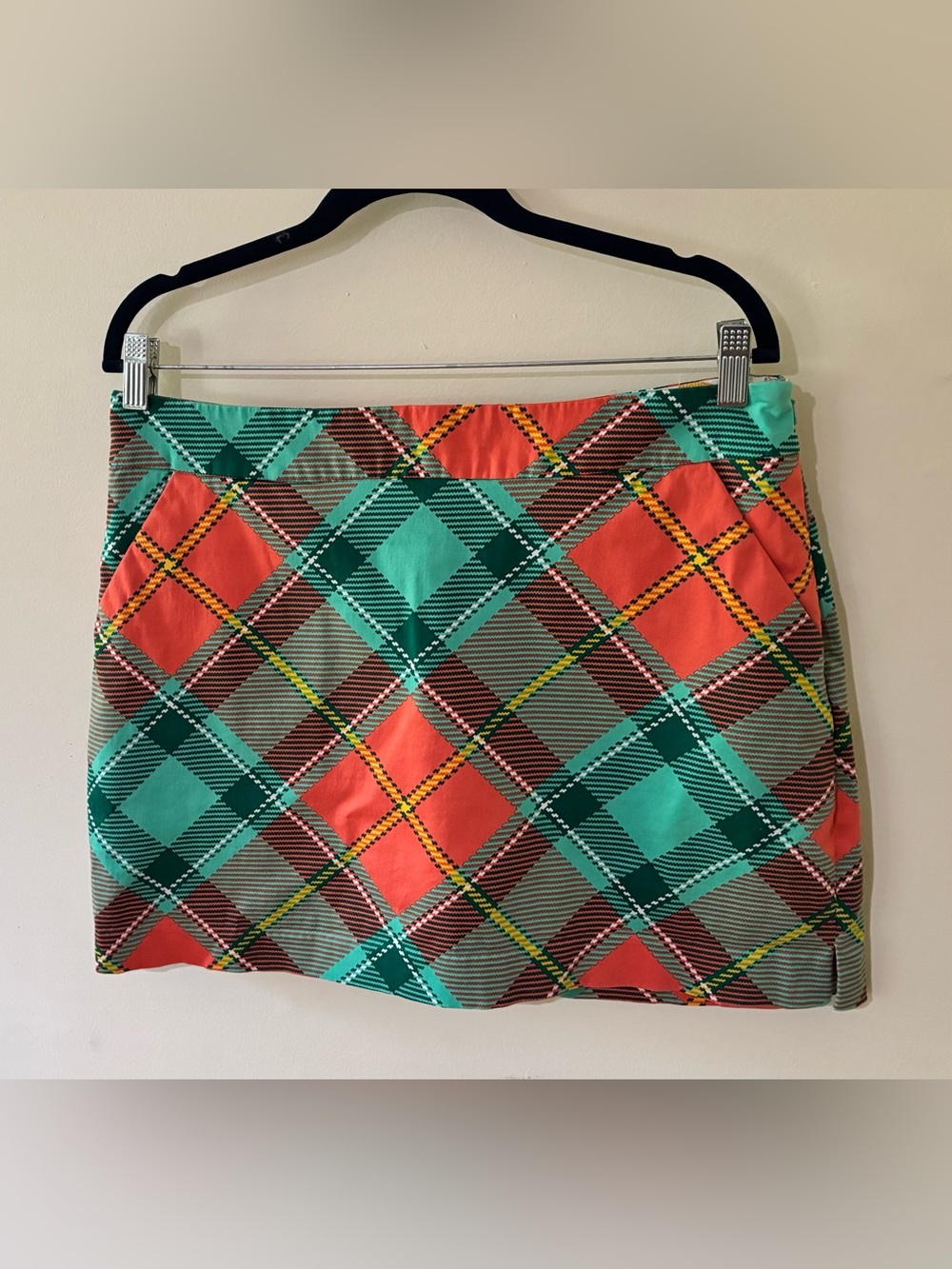 LOUDMOUTH Ladies GOLF SKORT skirt PLAID size 10 MINI ORANGE